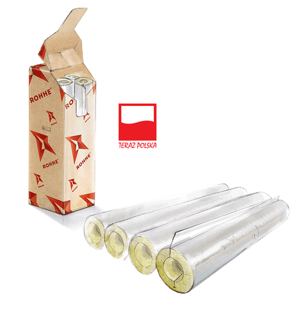 r.Heat® A - średnica 35 mm -  grubość 60 mm  -  to otulina z wełny mineralnej, pokryta okładziną ze zbrojonej folii aluminiowej.