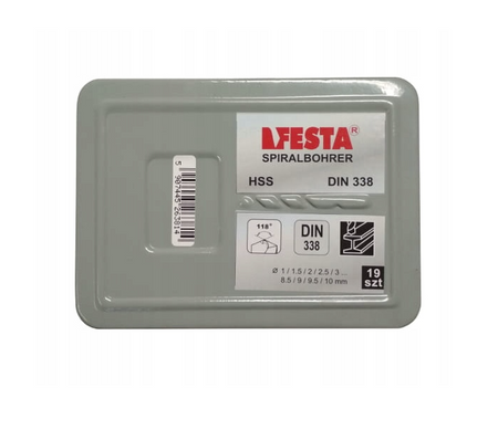 FESTA Zestaw wierteł do metalu 1-10 HSS 19szt/op.