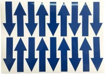 Strzałki przepływu cieczy niebieskie (20szt.-arkusz)